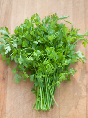 Bunch of parsley on a cutting board